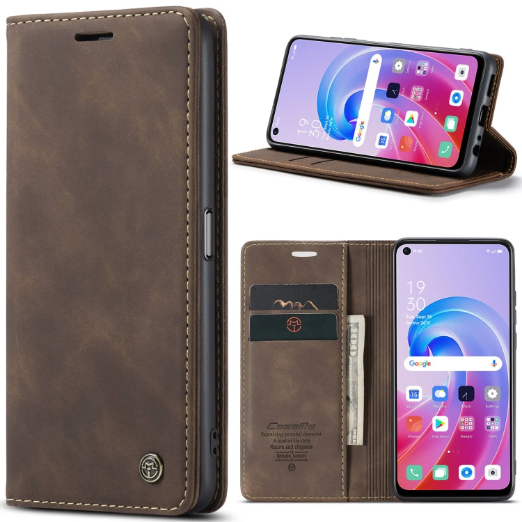 CaseMe 013 Multifunctional Horizontal Flip Leather Phone Case – Card Slot, Flip, Leather, For Samsung Galaxy A34 5G, For OPPO A96 4G / A36 4G For OPPO A96 4G A36 4G Coffee