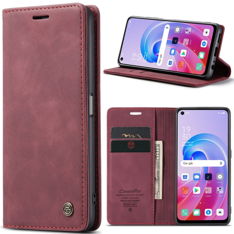 CaseMe 013 Multifunctional Horizontal Flip Leather Phone Case – Card Slot, Flip, Leather, For Samsung Galaxy A34 5G, For OPPO A96 4G / A36 4G For OPPO A96 4G A36 4G Wine Red