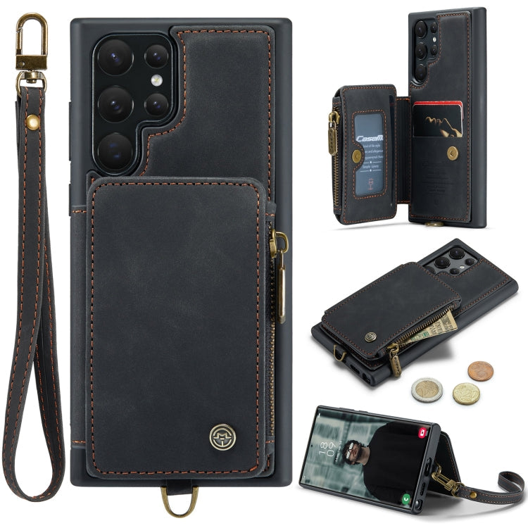 CaseMe C20 Multifunctional RFID Leather Phone Case, For Samsung Galaxy S23 Ultra 5G For Samsung Galaxy S23 Ultra 5G Black
