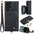 CaseMe C20 Multifunctional RFID Leather Phone Case, For Samsung Galaxy S23 Ultra 5G For Samsung Galaxy S23 Ultra 5G Black