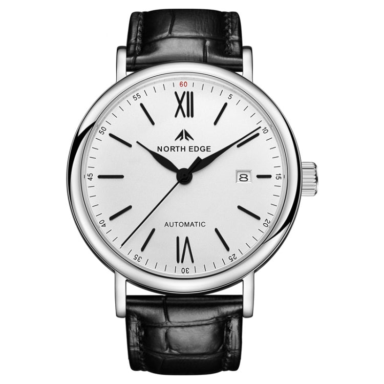 NORTH EDGE AMOY Multifunctional Business Men's Watch Waterproof Leather Mechanical Watch Black Needle