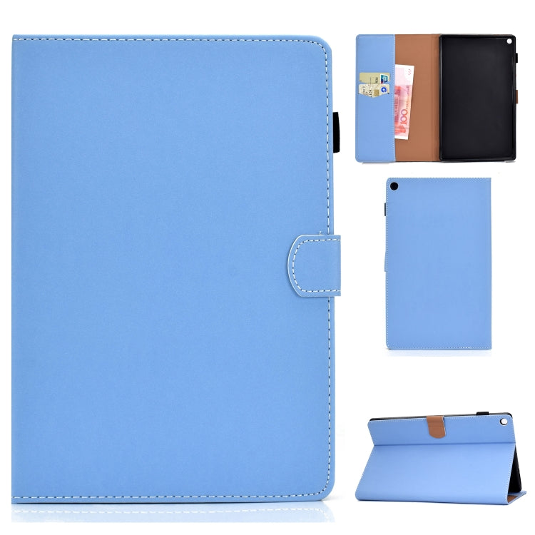 Solid Color Tablet PC Universal Magnetic Horizontal Flip Leather Case with Card Slots & Holder – Magnetic, Card Slot, Flip, For Kindle Fire HD8 2016 / 2017, For Kindle Fire HD10 2015 / 2017, For Kindle Paperwhite 4 / 3 / 2 / 1 For Kindle Fire HD10 2015 2017 Blue