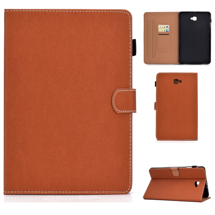 Solid Color Tablet PC Universal Magnetic Horizontal Flip Leather Case with Card Slots & Holder – Magnetic, Card Slot, Flip, For Kindle Fire HD8 2016 / 2017, For Kindle Fire HD10 2015 / 2017, For Kindle Paperwhite 4 / 3 / 2 / 1 For Galaxy Tab A 10.1(2016) T580 Brown
