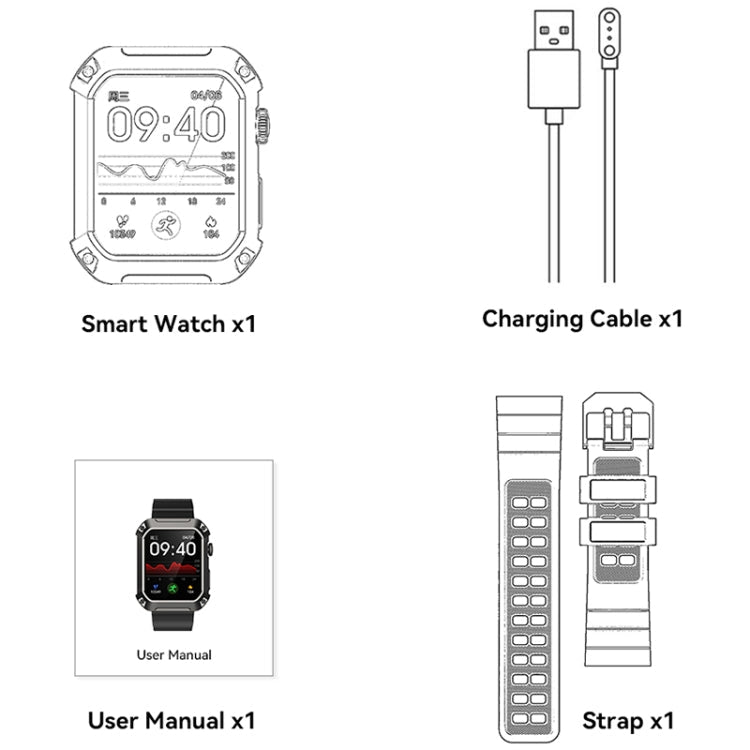 Smart Watch – 1.83" Screen, Blood Pressure Monitoring, Bluetooth Call