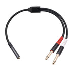 3717 3.5mm Female to 6.35mm 1/4 TS Male Stereo Audio Cable, Length: 30cm, 3.5mm F to 2 x 6.35mm M 3.5mm F to 2 x 6.35mm M