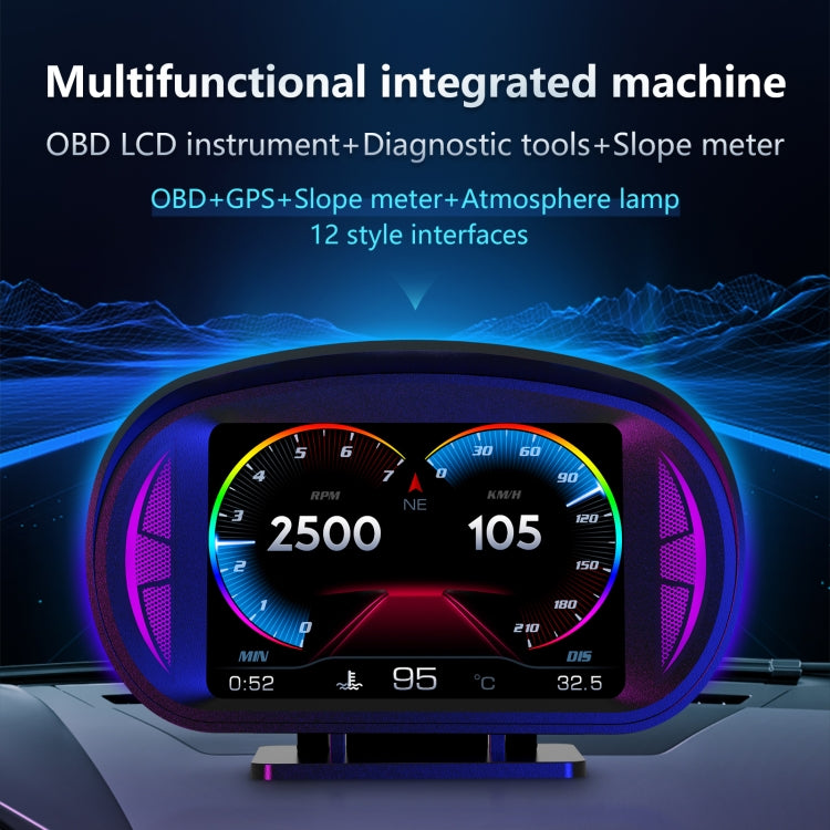 P2 3 inch Multi-function HD OBD LCD Instrument GPS Car Speed Slope Meter HUD Head-up Display, P2 – Durable Build, Easy to Use