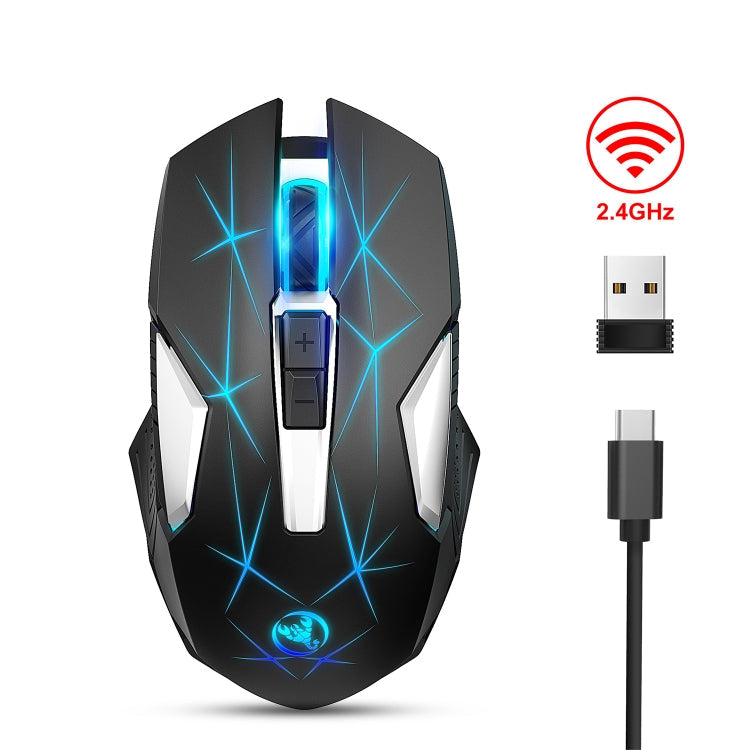 HXSJ T300 7 Keys 2400DPI 2.4G Colorful Luminous Wireless Mouse, T300 Black, T300 White – Durable Build, Easy to Use T300 Black Black