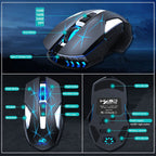 HXSJ T300 7 Keys 2400DPI 2.4G Colorful Luminous Wireless Mouse, T300 Black, T300 White – Durable Build, Easy to Use