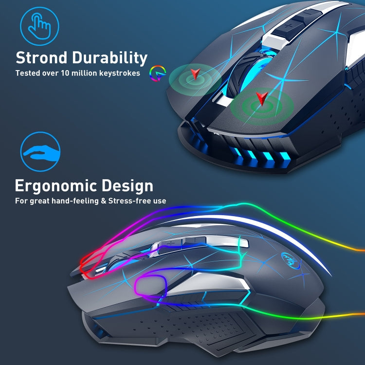 HXSJ T300 7 Keys 2400DPI 2.4G Colorful Luminous Wireless Mouse, T300 Black, T300 White – Durable Build, Easy to Use