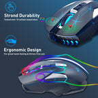 HXSJ T300 7 Keys 2400DPI 2.4G Colorful Luminous Wireless Mouse, T300 Black, T300 White – Durable Build, Easy to Use