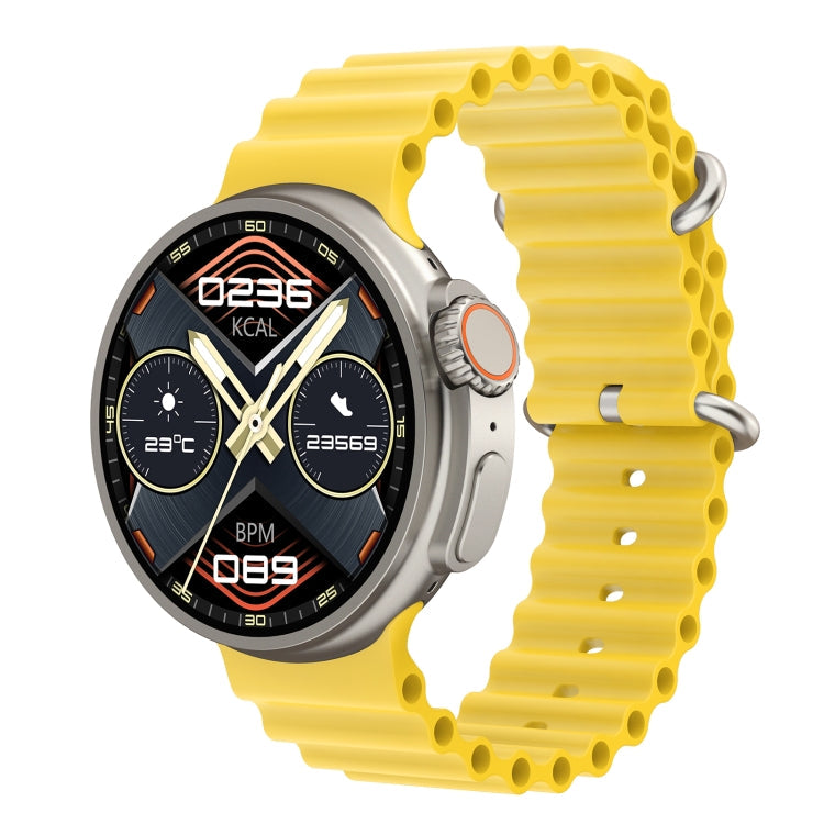 K9 Ultra Pro 1.39 inch Silicone Band IP67 Waterproof Smart Watch Support Bluetooth Call / NFC Yellow