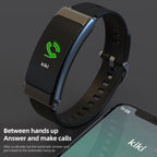 K50+ 0.96 inch Leather Band Earphone Detachable Life Waterproof Smart Watch Support Bluetooth Call, Leather Band (Black)