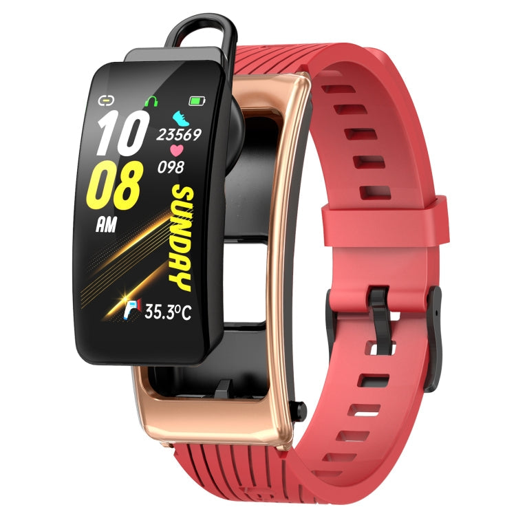 K20 1.14 inch Silicone Band Earphone Detachable Life Waterproof Smart Watch Support Bluetooth Call, Silicone Band (Black Rose Gold) Silicone Band (Black Rose Gold) Black Rose Gold