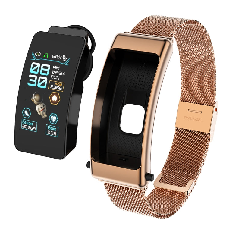 K50 1.08 inch Steel Band Earphone Detachable IP67 Waterproof Smart Watch Support Bluetooth Call, Steel Band (Black), Steel Band (Gold), Steel Band Steel Band (Gold) Gold