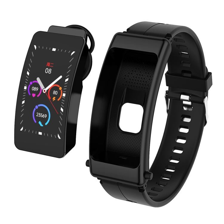 K50 1.08 inch Silicone Band Earphone Detachable IP67 Waterproof Smart Watch Support Bluetooth Call, Silicone Band (Black), Silicone Band (Black Silver) Silicone Band (Black) Black