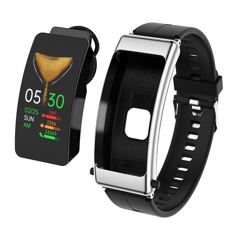 K50 1.08 inch Silicone Band Earphone Detachable IP67 Waterproof Smart Watch Support Bluetooth Call, Silicone Band (Black), Silicone Band (Black Silver) Silicone Band (Black Silver) Black Silver
