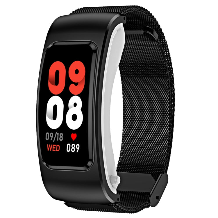 K60 1.08 inch Steel Band Earphone Detachable Life Waterproof Smart Watch Support Bluetooth Call, Steel Band (Black) Steel Band (Black) Black