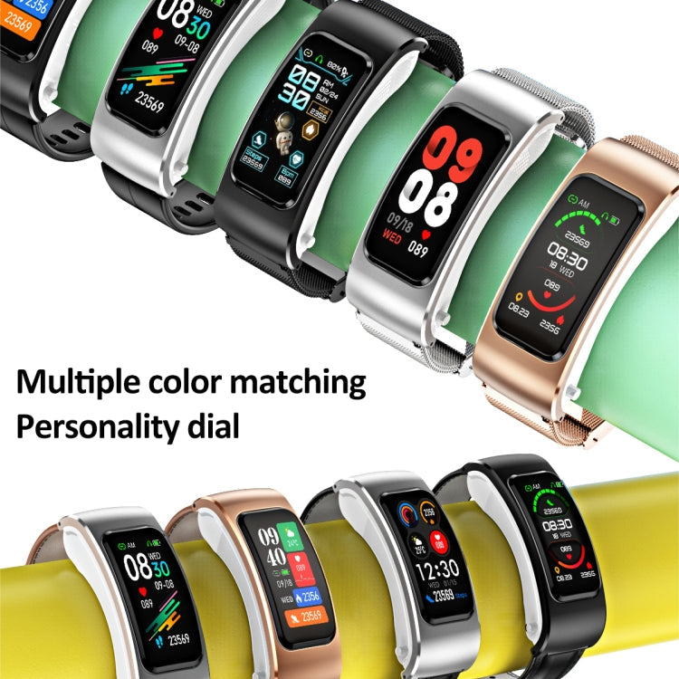 K60 1.08 inch Steel Band Earphone Detachable Life Waterproof Smart Watch Support Bluetooth Call, Steel Band (Black)