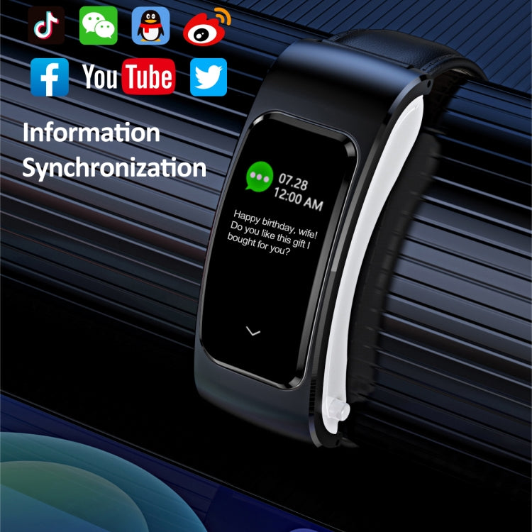 K60 1.08 inch Steel Band Earphone Detachable Life Waterproof Smart Watch Support Bluetooth Call, Steel Band (Black)