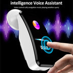 K60 1.08 inch Steel Band Earphone Detachable Life Waterproof Smart Watch Support Bluetooth Call, Steel Band (Black)