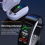 K60 1.08 inch Leather Band Earphone Detachable Life Waterproof Smart Watch Support Bluetooth Call, Leather Band (Black Silver), Leather Band (Black), Leather Band (Brown Silver)