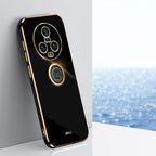 XINLI Straight Edge 6D Electroplate TPU Phone Case with Ring Holder – Ring Holder, TPU, For Honor Magic5 5G, For Honor Magic5 Pro 5G, For Honor X7a 2023