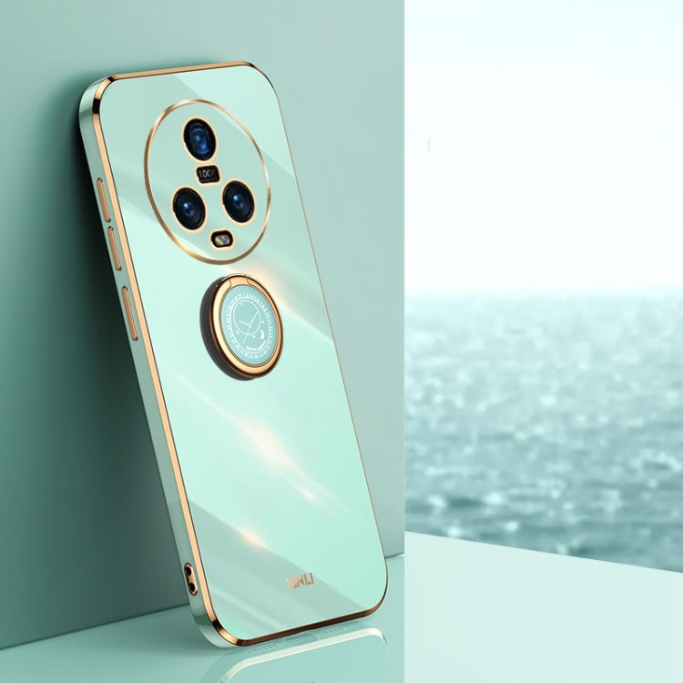XINLI Straight Edge 6D Electroplate TPU Phone Case with Ring Holder – Ring Holder, TPU, For Honor Magic5 5G, For Honor Magic5 Pro 5G, For Honor X7a 2023 For Honor Magic5 5G Mint Green