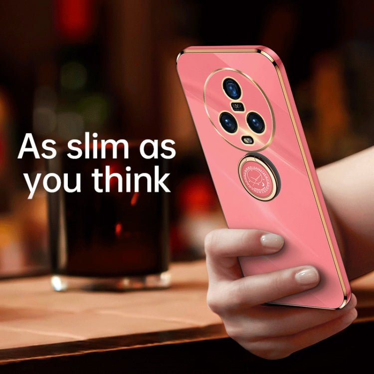 XINLI Straight Edge 6D Electroplate TPU Phone Case with Ring Holder – Ring Holder, TPU, For Honor Magic5 5G, For Honor Magic5 Pro 5G, For Honor X7a 2023