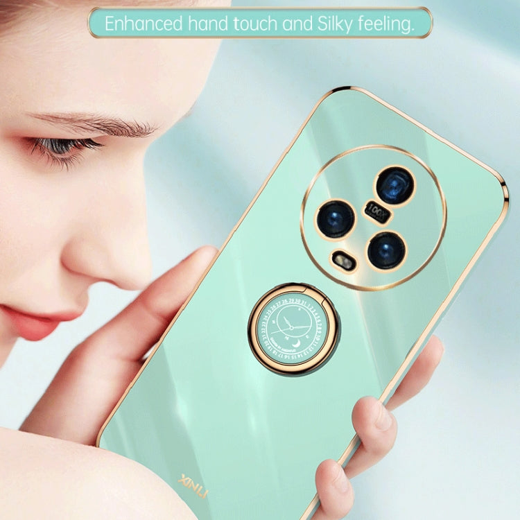 XINLI Straight Edge 6D Electroplate TPU Phone Case with Ring Holder – Ring Holder, TPU, For Honor Magic5 5G, For Honor Magic5 Pro 5G, For Honor X7a 2023