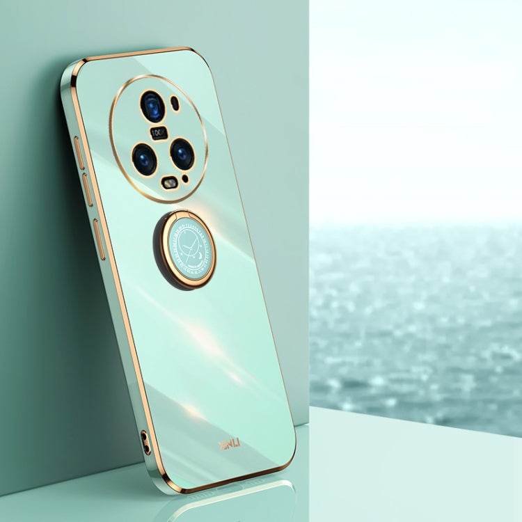 XINLI Straight Edge 6D Electroplate TPU Phone Case with Ring Holder – Ring Holder, TPU, For Honor Magic5 5G, For Honor Magic5 Pro 5G, For Honor X7a 2023 For Honor Magic5 Pro 5G Mint Green
