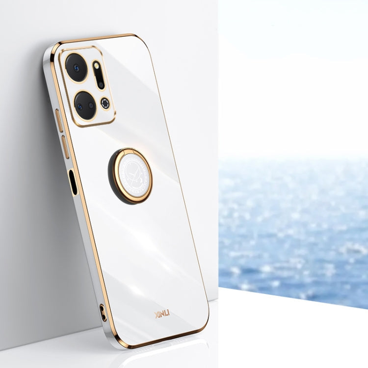 XINLI Straight Edge 6D Electroplate TPU Phone Case with Ring Holder – Ring Holder, TPU, For Honor Magic5 5G, For Honor Magic5 Pro 5G, For Honor X7a 2023 For Honor X7a 2023 White