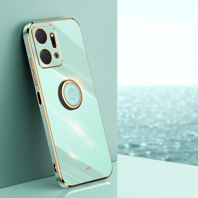 XINLI Straight Edge 6D Electroplate TPU Phone Case with Ring Holder – Ring Holder, TPU, For Honor Magic5 5G, For Honor Magic5 Pro 5G, For Honor X7a 2023 For Honor X7a 2023 Mint Green