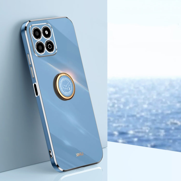 XINLI Straight Edge 6D Electroplate TPU Phone Case with Ring Holder – Ring Holder, TPU, For Honor X8a 2023, For Honor X9a 5G, For Huawei nova Y61 For Honor X8a 2023 Celestial Blue