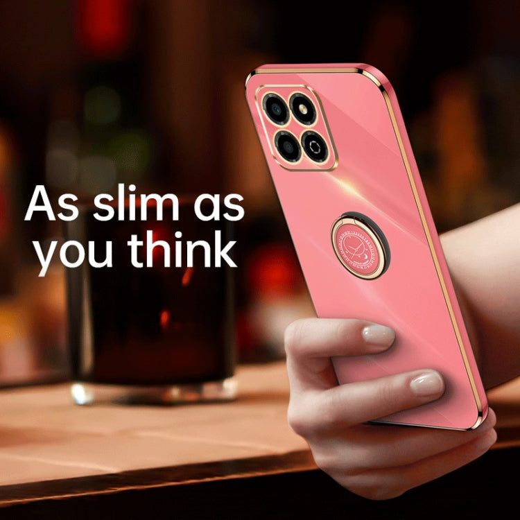 XINLI Straight Edge 6D Electroplate TPU Phone Case with Ring Holder – Ring Holder, TPU, For Honor X8a 2023, For Honor X9a 5G, For Huawei nova Y61