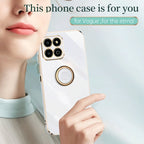 XINLI Straight Edge 6D Electroplate TPU Phone Case with Ring Holder – Ring Holder, TPU, For Honor X8a 2023, For Honor X9a 5G, For Huawei nova Y61