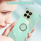 XINLI Straight Edge 6D Electroplate TPU Phone Case with Ring Holder – Ring Holder, TPU, For Honor X8a 2023, For Honor X9a 5G, For Huawei nova Y61