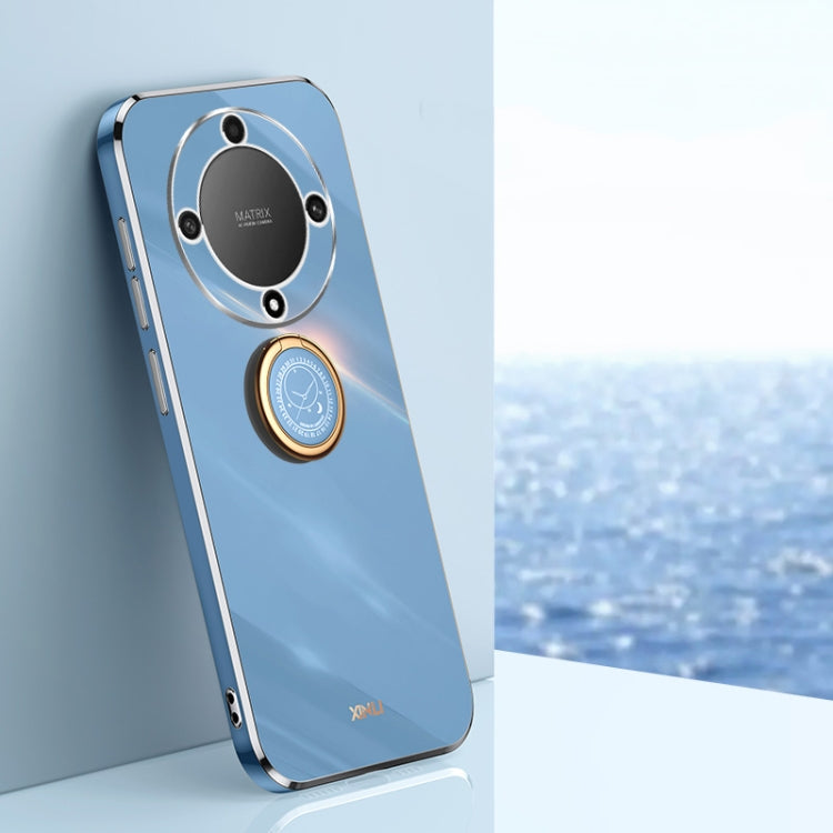 XINLI Straight Edge 6D Electroplate TPU Phone Case with Ring Holder – Ring Holder, TPU, For Honor X8a 2023, For Honor X9a 5G, For Huawei nova Y61 For Honor X9a 5G Celestial Blue
