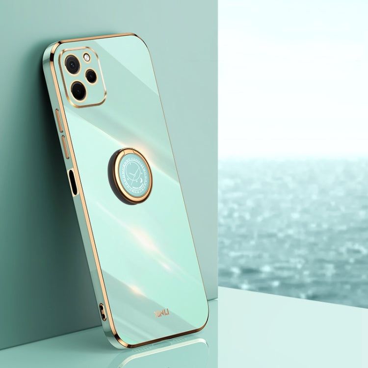 XINLI Straight Edge 6D Electroplate TPU Phone Case with Ring Holder – Ring Holder, TPU, For Honor X8a 2023, For Honor X9a 5G, For Huawei nova Y61 For Huawei nova Y61 Mint Green