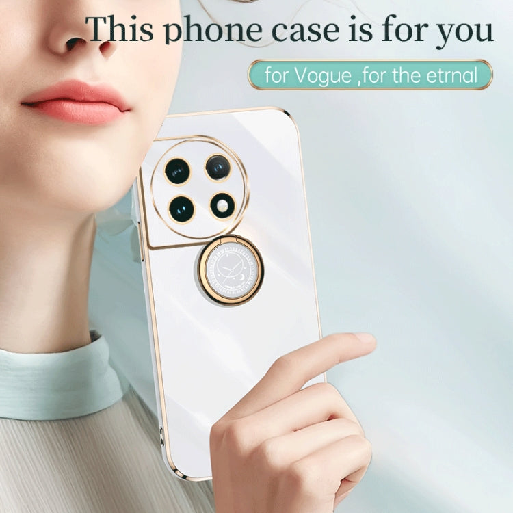 XINLI Straight Edge 6D Electroplate TPU Phone Case with Ring Holder – Ring Holder, TPU, For OnePlus 11, For OnePlus Ace 2, For Realme GT Neo 5