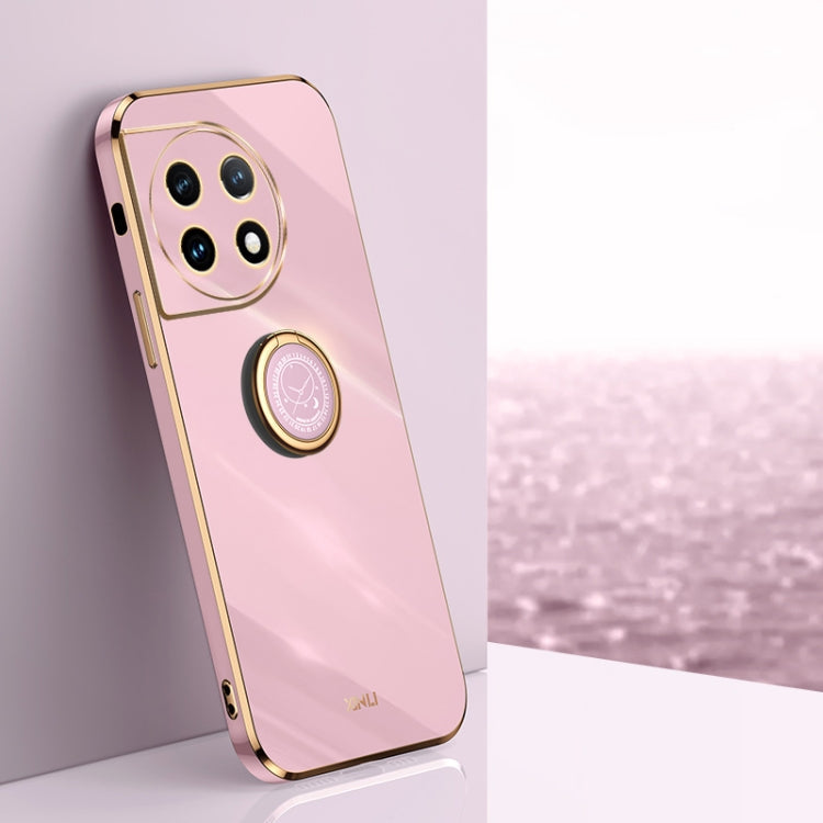 XINLI Straight Edge 6D Electroplate TPU Phone Case with Ring Holder – Ring Holder, TPU, For OnePlus 11, For OnePlus Ace 2, For Realme GT Neo 5 For OnePlus Ace 2 Cherry Purple