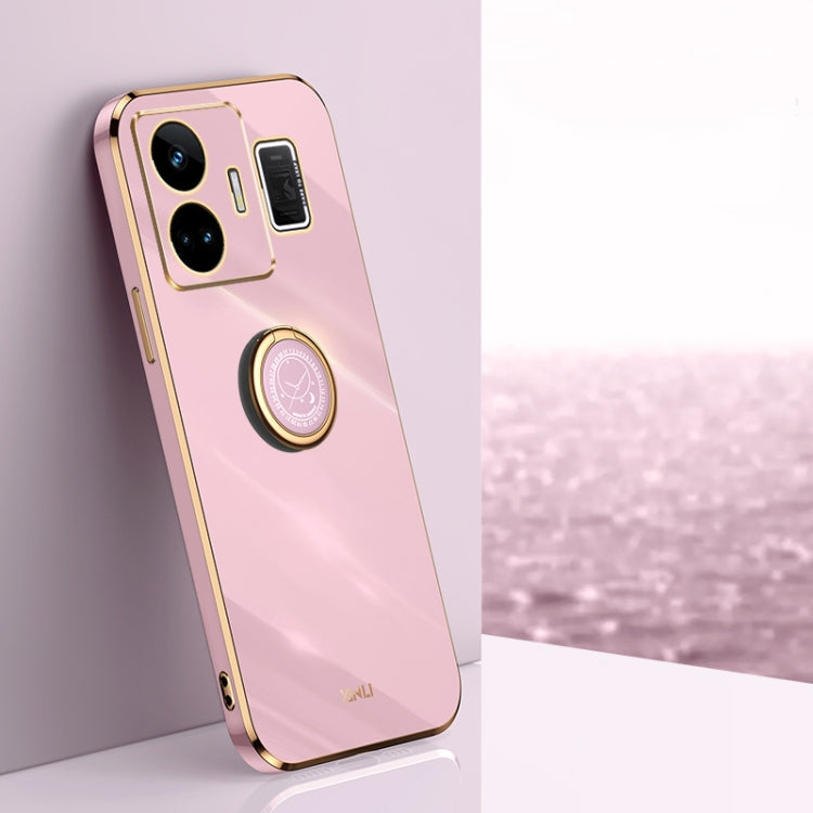 XINLI Straight Edge 6D Electroplate TPU Phone Case with Ring Holder – Ring Holder, TPU, For OnePlus 11, For OnePlus Ace 2, For Realme GT Neo 5 For Realme GT Neo 5 Cherry Purple