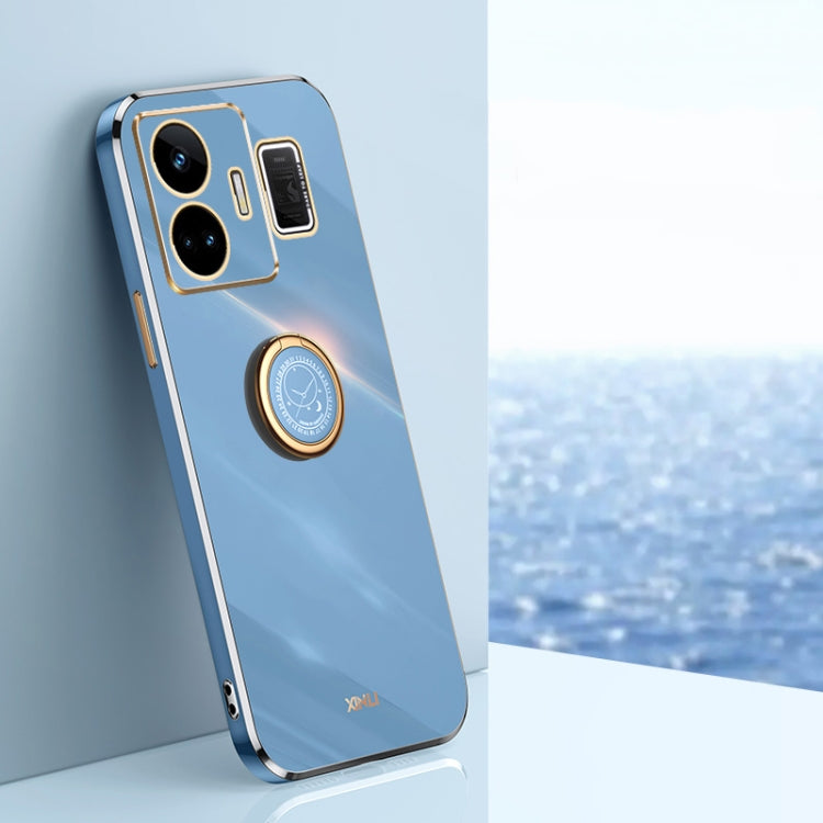 XINLI Straight Edge 6D Electroplate TPU Phone Case with Ring Holder – Ring Holder, TPU, For OnePlus 11, For OnePlus Ace 2, For Realme GT Neo 5 For Realme GT Neo 5 Celestial Blue