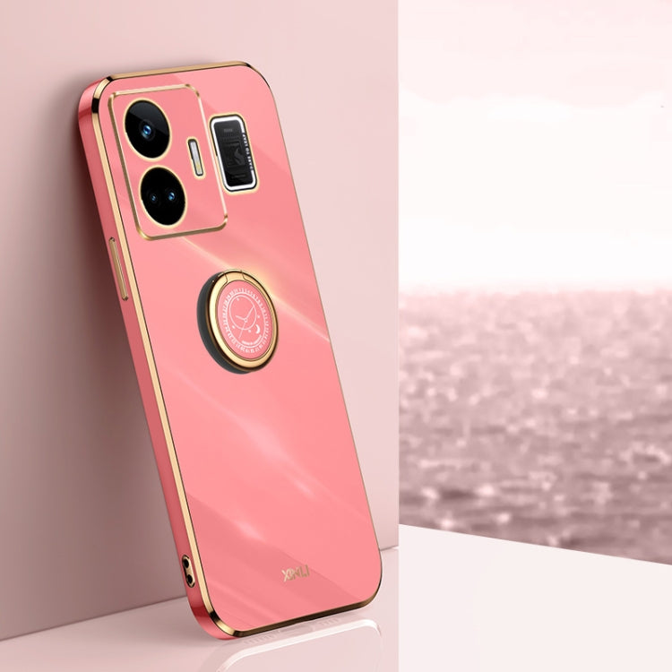 XINLI Straight Edge 6D Electroplate TPU Phone Case with Ring Holder – Ring Holder, TPU, For OnePlus 11, For OnePlus Ace 2, For Realme GT Neo 5 For Realme GT Neo 5 Hawthorn Red