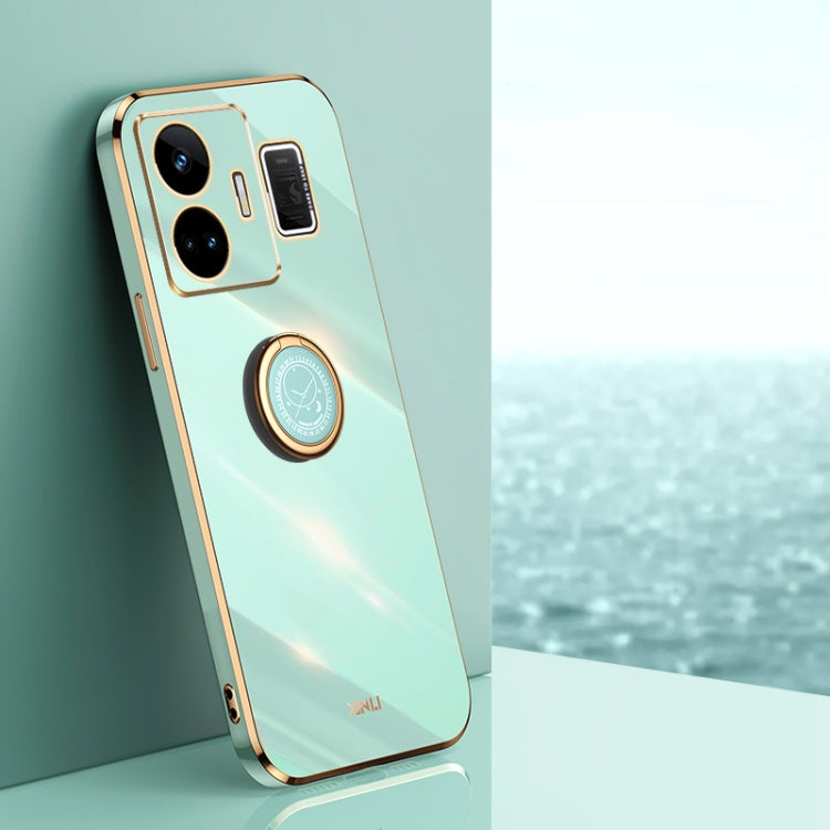 XINLI Straight Edge 6D Electroplate TPU Phone Case with Ring Holder – Ring Holder, TPU, For OnePlus 11, For OnePlus Ace 2, For Realme GT Neo 5 For Realme GT Neo 5 Mint Green