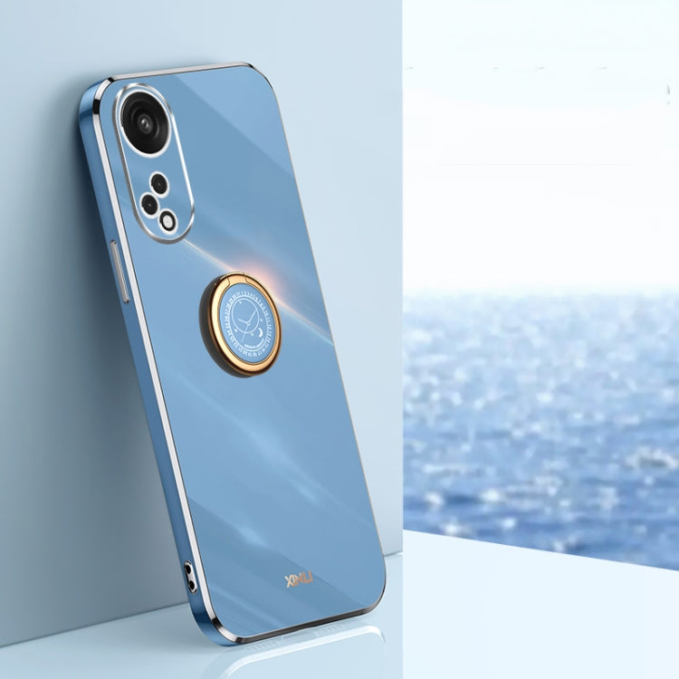 XINLI Straight Edge 6D Electroplate TPU Phone Case with Ring Holder, For OPPO Reno8 T 5G, For vivo Y100, For Samsung Galaxy A24 4G For OPPO Reno8 T 5G Celestial Blue