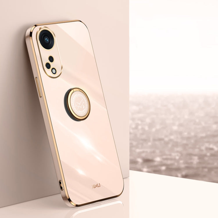 XINLI Straight Edge 6D Electroplate TPU Phone Case with Ring Holder, For OPPO Reno8 T 5G, For vivo Y100, For Samsung Galaxy A24 4G For OPPO Reno8 T 5G Pink