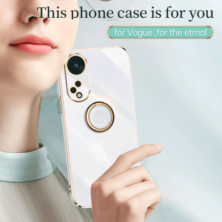 XINLI Straight Edge 6D Electroplate TPU Phone Case with Ring Holder – Ring Holder, TPU, For OPPO Reno8 T 5G, For vivo Y100, For Samsung Galaxy A24 4G