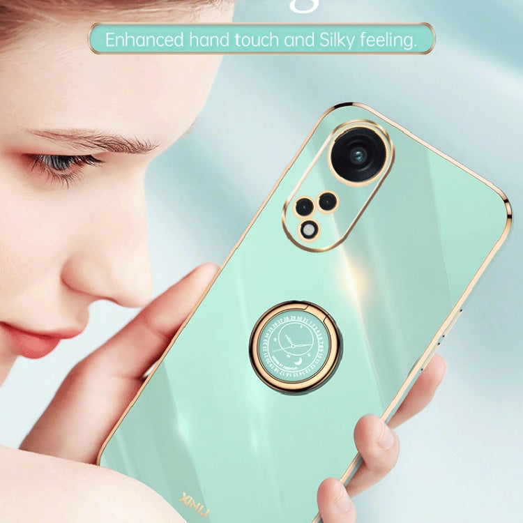 XINLI Straight Edge 6D Electroplate TPU Phone Case with Ring Holder – Ring Holder, TPU, For OPPO Reno8 T 5G, For vivo Y100, For Samsung Galaxy A24 4G