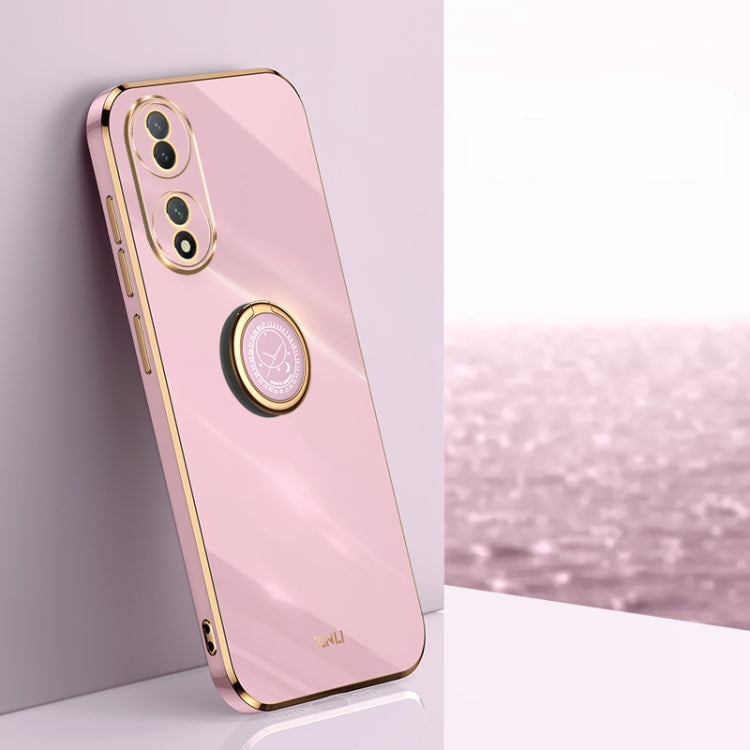 XINLI Straight Edge 6D Electroplate TPU Phone Case with Ring Holder, For OPPO Reno8 T 5G, For vivo Y100, For Samsung Galaxy A24 4G For vivo Y100 Cherry Purple