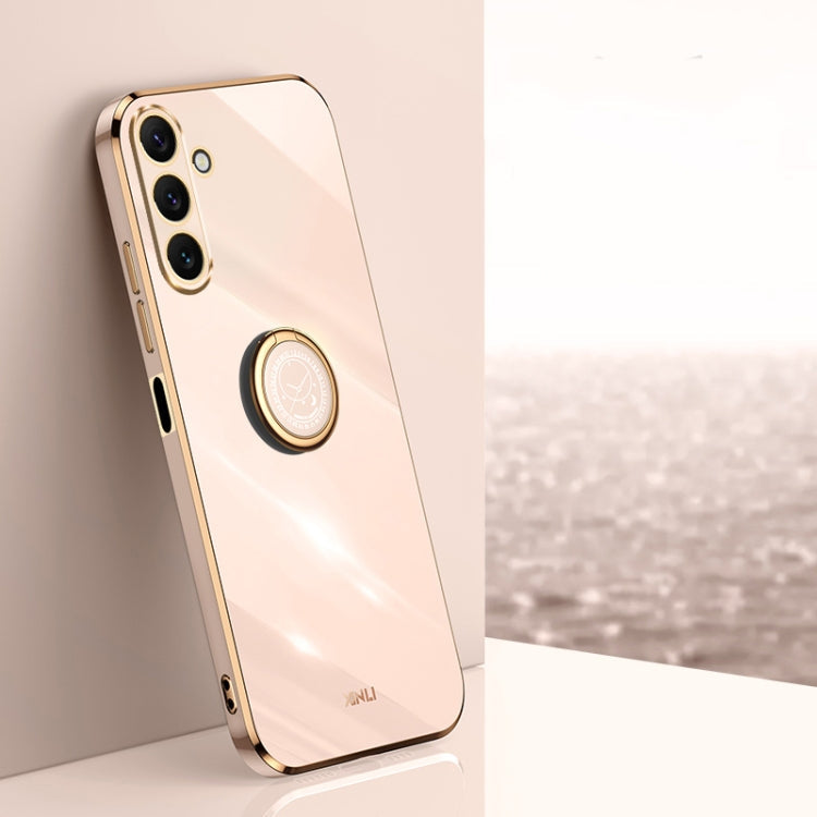XINLI Straight Edge 6D Electroplate TPU Phone Case with Ring Holder, For OPPO Reno8 T 5G, For vivo Y100, For Samsung Galaxy A24 4G For Samsung Galaxy A24 4G Pink
